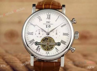 Replica IWC Portofino Tourbillon Stainless Steel leather Watch